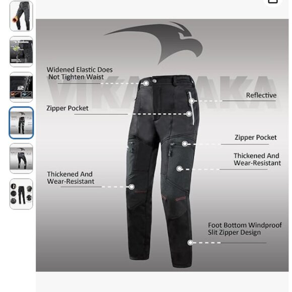 Vikamaka Men's Thermal Fleece Cycling Pants, Reflective Waterproof Bicycle - Picture 4 of 7